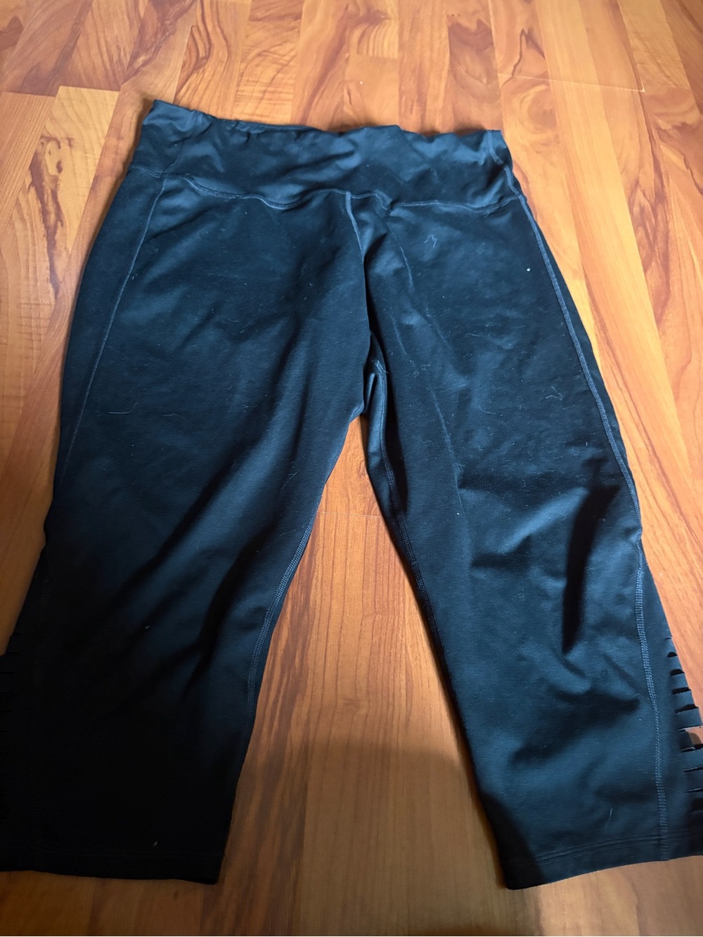 Champion Black Capri Leggings with Laser-Cut Hem